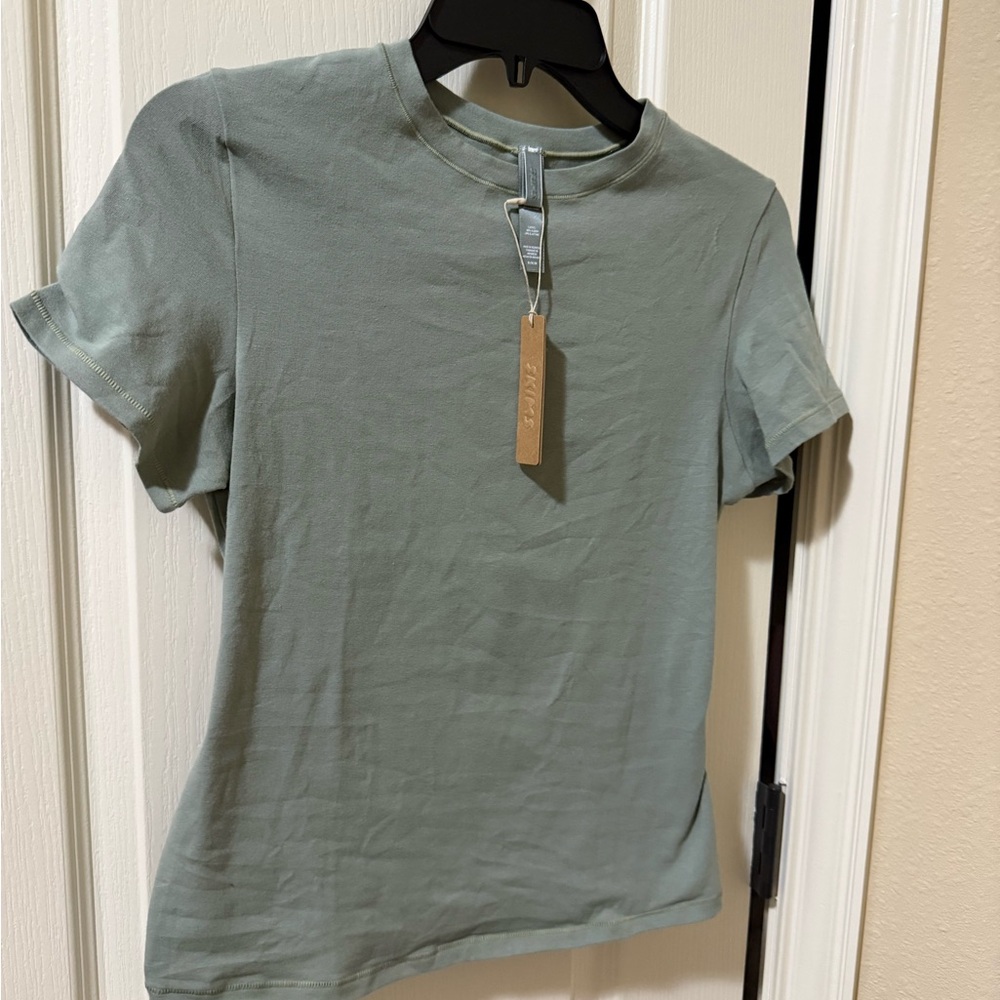 Skims cotton jersey t-shirt short sleeve mineral